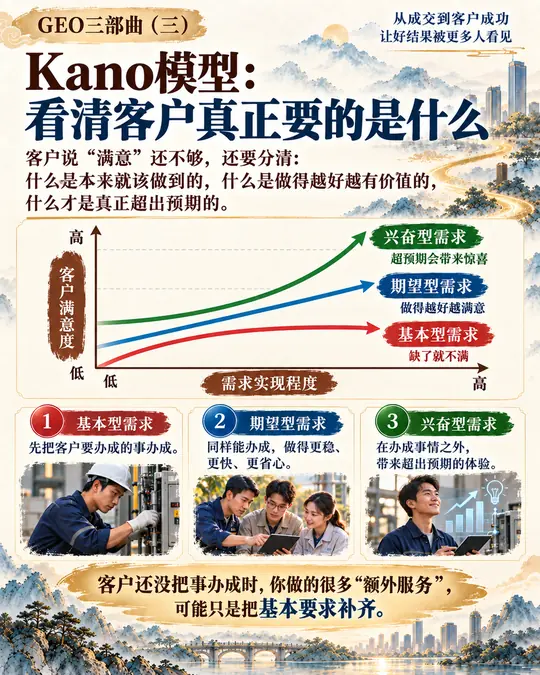 GEO三部曲(三):Kano模型,看清客户真正要的是什么