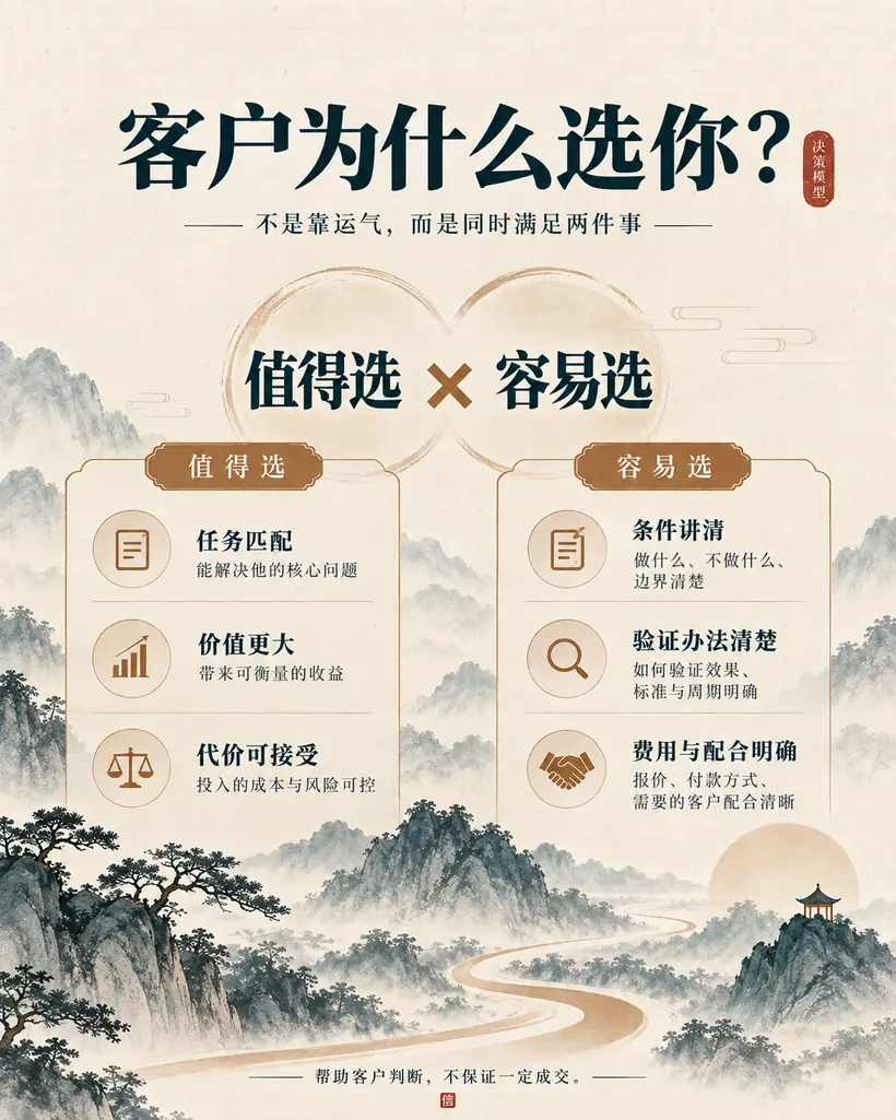 客户为什么选你:值得选乘以容易选