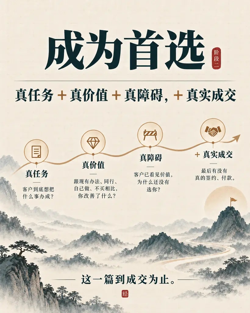 成为首选:真任务、真价值、真障碍,加真实成交